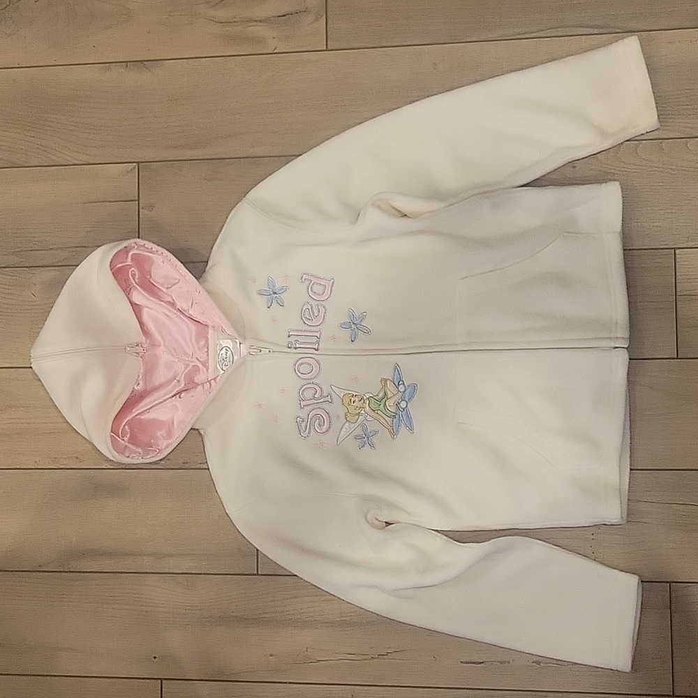 Disney Fairies Zip Up Fleece Hooded Sweatshirt with Wings - Size Large